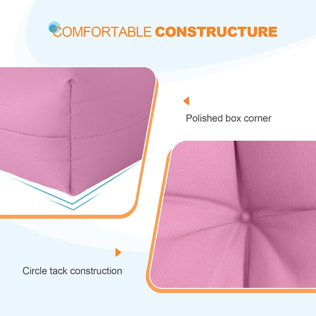 EAGLE PEAK Tufted Outdoor/Indoor Seat/Back Chair Cushions, Set of 2, 42'' x 21'', Pink