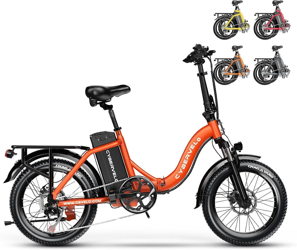 Cybervelo 1000W Folding Electric Bike,48V 20.8AH Removable Battery EBike,30+MPH,80 Miles Max Range Electric Bike for Adults, 20' Fat Tire Foldable ebike, Adult Electric Bikes for Commute All Terrain