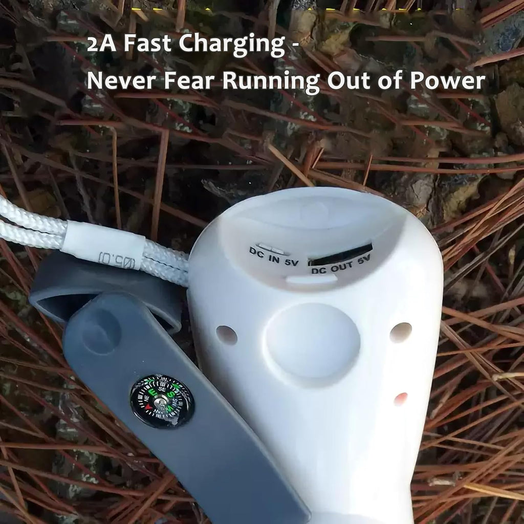 Hand Crank Power Bank with LED Flashlight, Portable Manual Generator Emergency Charger, Solar & USB Rechargeable Outdoor Power Supply for Camping, Hiking, and Survival Use