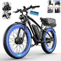 DATAONA 6500W Dual Motor Ebike for Adults Men 20MPH - Fast Electric Bike with 52V 32Ah Battery Up to 100 Miles, Lockable Suspension 24' Fat Tire Electric Bicycle for Off-Road Mountain Snow Commuter UL