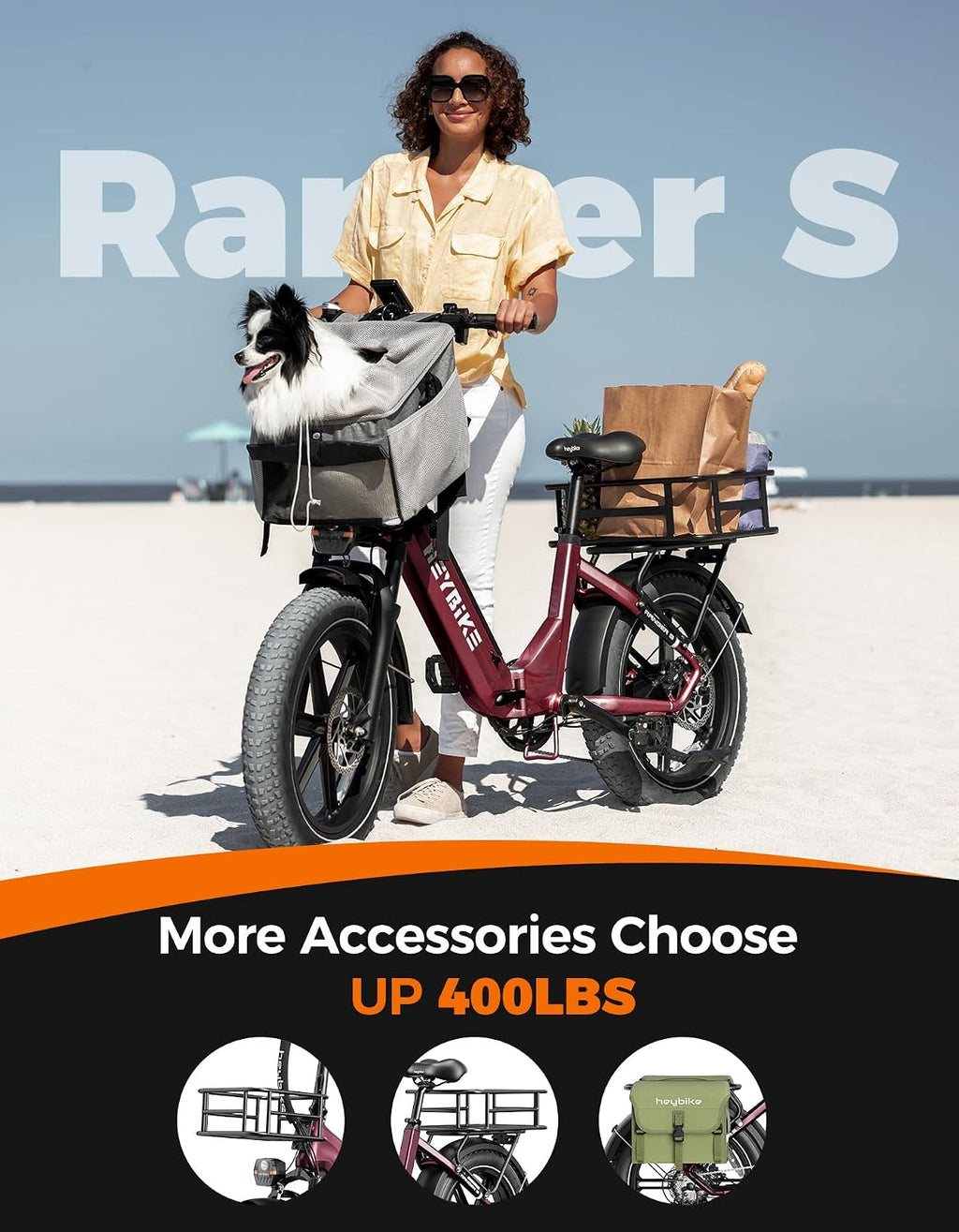 Heybike Ranger Foldable Electric Bike for Adults, 1200W/1800W Peak Motor, 28/32MPH E Bike, 55/90 Miles Range, 20'x4.0' Fat Tire Ebike with Removable Battery, Hydraulic Brakes for Snow, Beach,Commuting