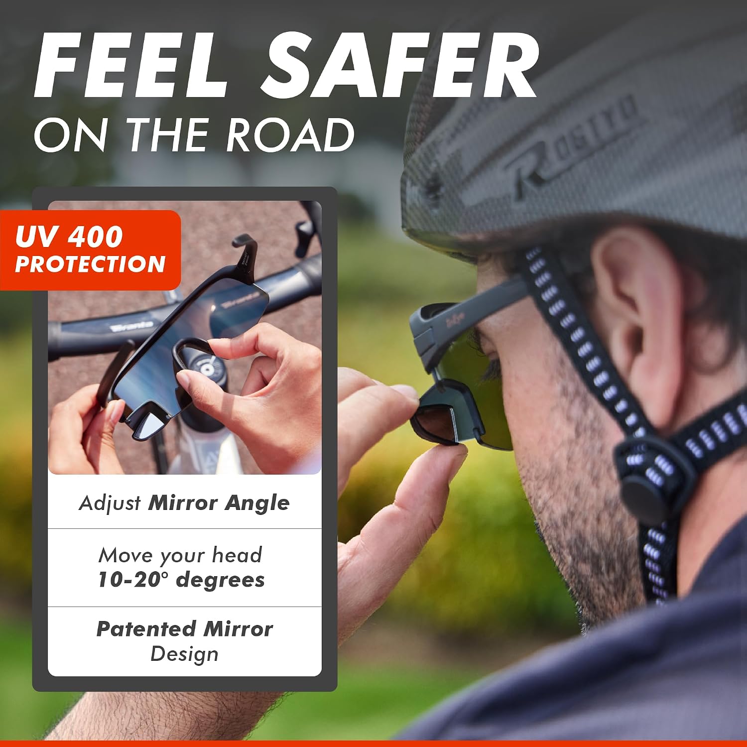 TriEye Cycling Glasses with Rear-view Mirror - Sports Sunglasses for Men & Women - UV-400 Protection