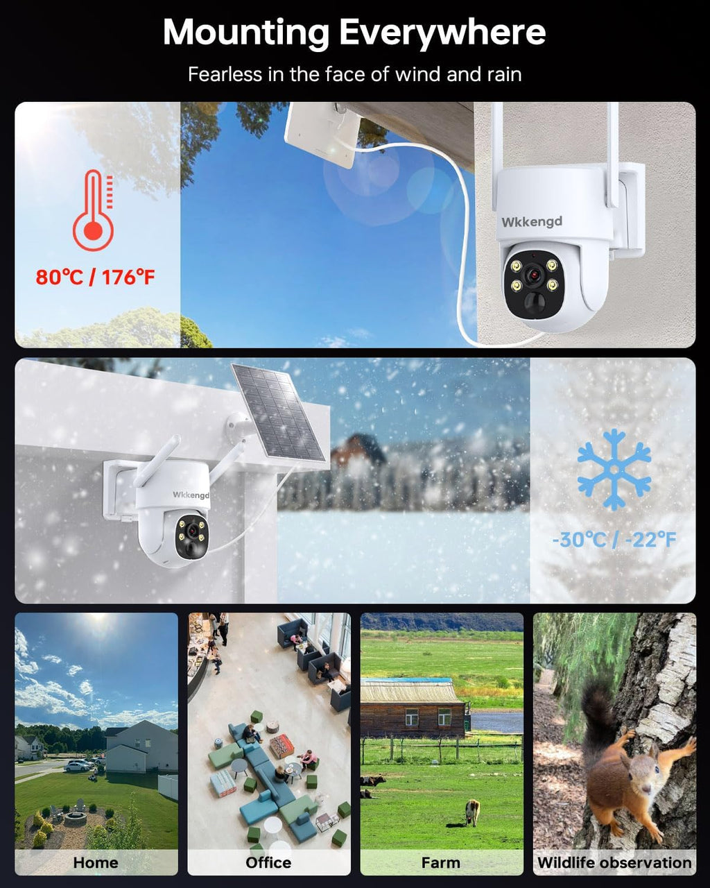 3MP F1.0 Aperture True Full Color Night Vision 2-Cam Kit 5G/2.4G WiFi Home Security PTZ Cameras with Solar Panel, Surveillance Recorder System