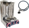 Gas Grill Machine Vertical Kebab Gyro Griller Stainless Steel Grill Rotating Oven with 2pcs Burners Temperature Controllable 110V Meat Roasting Machine for Commercial and Home Use