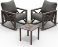 UDPATIO Outdoor Rocking Chair Set of 2 with Coffee Table, 3 Piece Metal Patio Furniture Set with 6.5' Water-Resistant Cushions, Oversized, 350lbs Heavy-Duty, for Porch, Patio, Balcony, Dark Grey