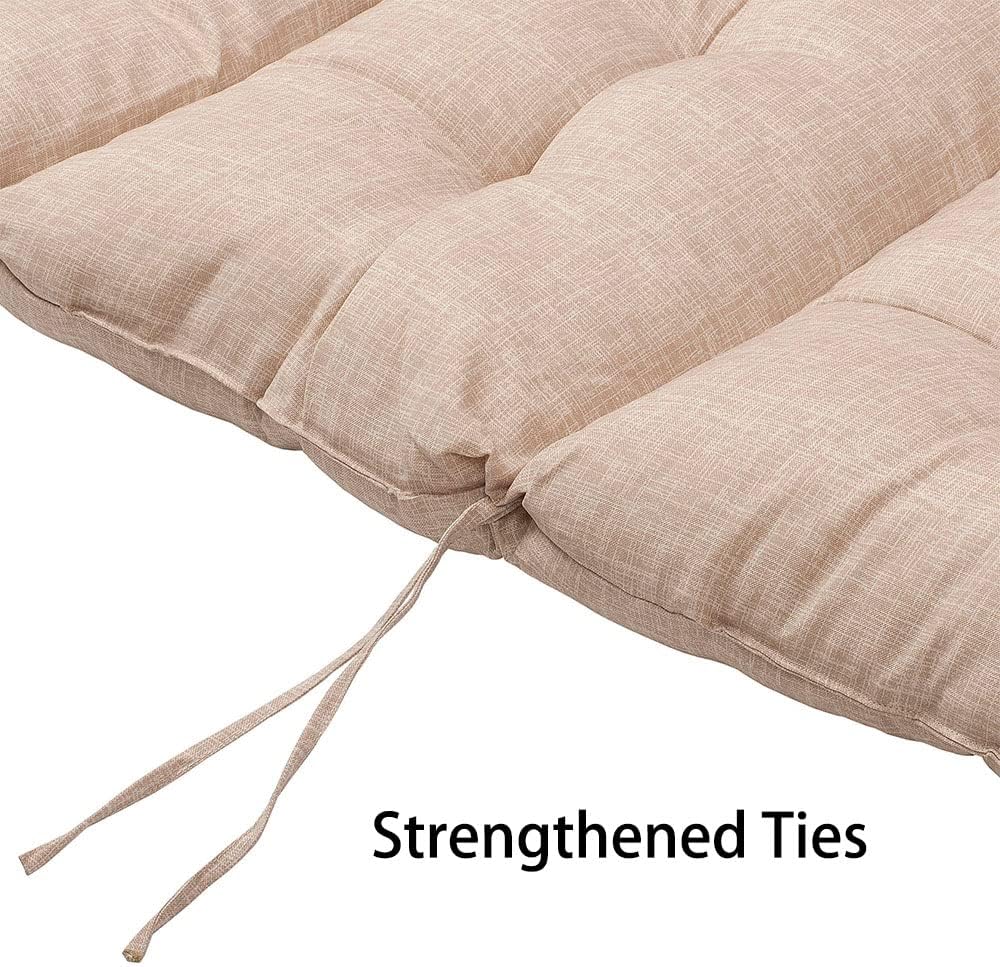 Magpie Fabrics Indoor Outdoor Tufted High Back Chair Cushion Set of 2, Waterproof All-Weather Deep Seating Rocking Chair Patio Garden Chaise Lounge Sun Lounger Chair Cushions(Beige Linen)