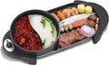 BBQ Electric Grill with Hot Pot Non-stick coating surface, Hot Pot with Glass Lid 2 in 1 Korean Electric Smokeless Grill and Hot Pot (Color : Black, Size : 63 * 26cm)