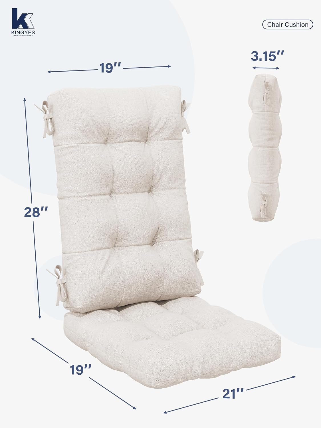 KINGYES Oversized Outdoor Rocking Chair with Cushion, All-Weather Patio Rocking Chairs, HDPE Porch Rocker for Adults, 350 lbs Capacity, Blue Chair with Beige Cushion