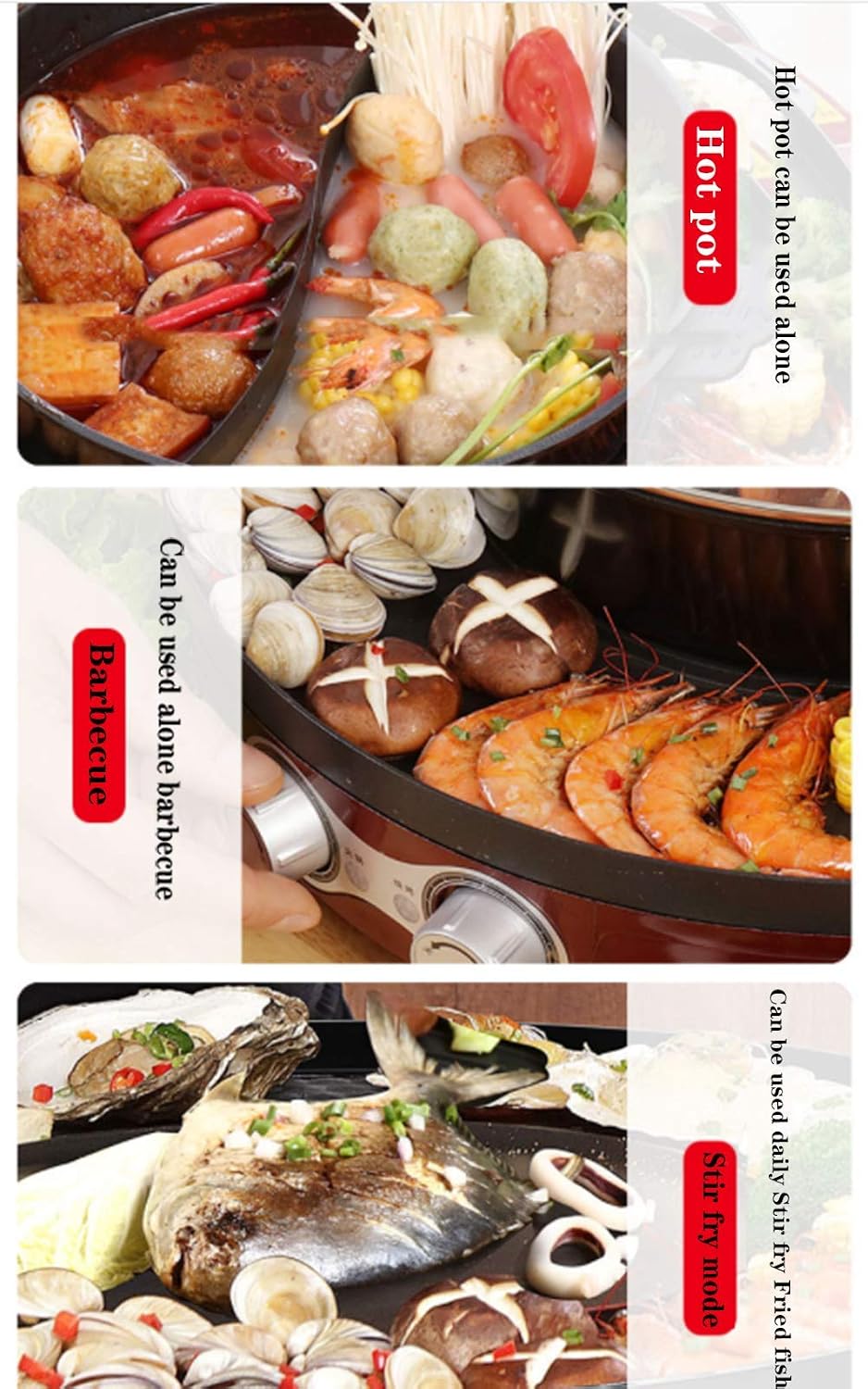 Multifunctional Non-Stick Korean BBQ Smokeless - Korean Hot Pot With Divider Shabu Pot - Separate Dual Temperature Control