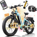 Dual Motor Electric Bike for Adults,5000W Peak,40MPH,52V/23Ah Battery,26'' Fat Tire,Up to 105 Miles Range,SHM 7-Speed Gear Ebike