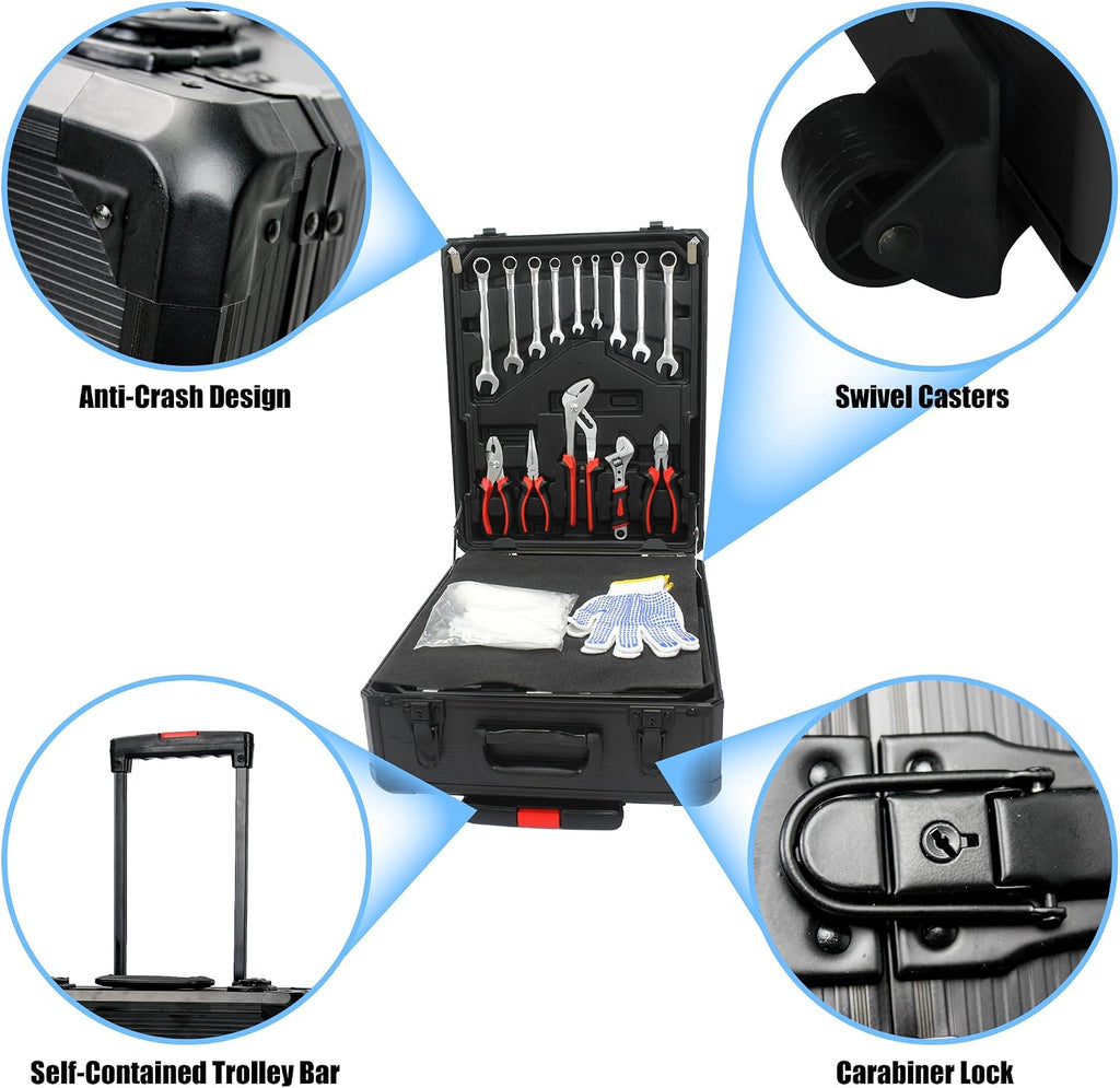 Campfun 899 Piece Tool Set Household Hand Tool Set Basic Tool Set, Complete Tool Box Set House Tool Kit Set, Home Tool Set Rolling Tool Box with Tools, Repair Tool Kit Toolbox Storage Organizer