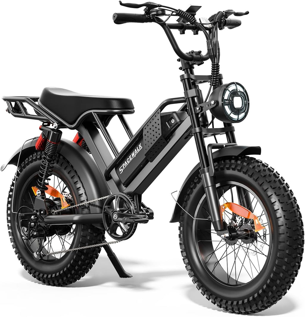 Spacewalk Electric Bike M7 for Adult,20' Fat Tires Ebike,Suitable for Riders 5'5'& Above,1500W Peak Motor,27.9mph,48V 15Ah Removable Battery,4X Suspension,50 Miles Pure Electric,70 Miles PAS