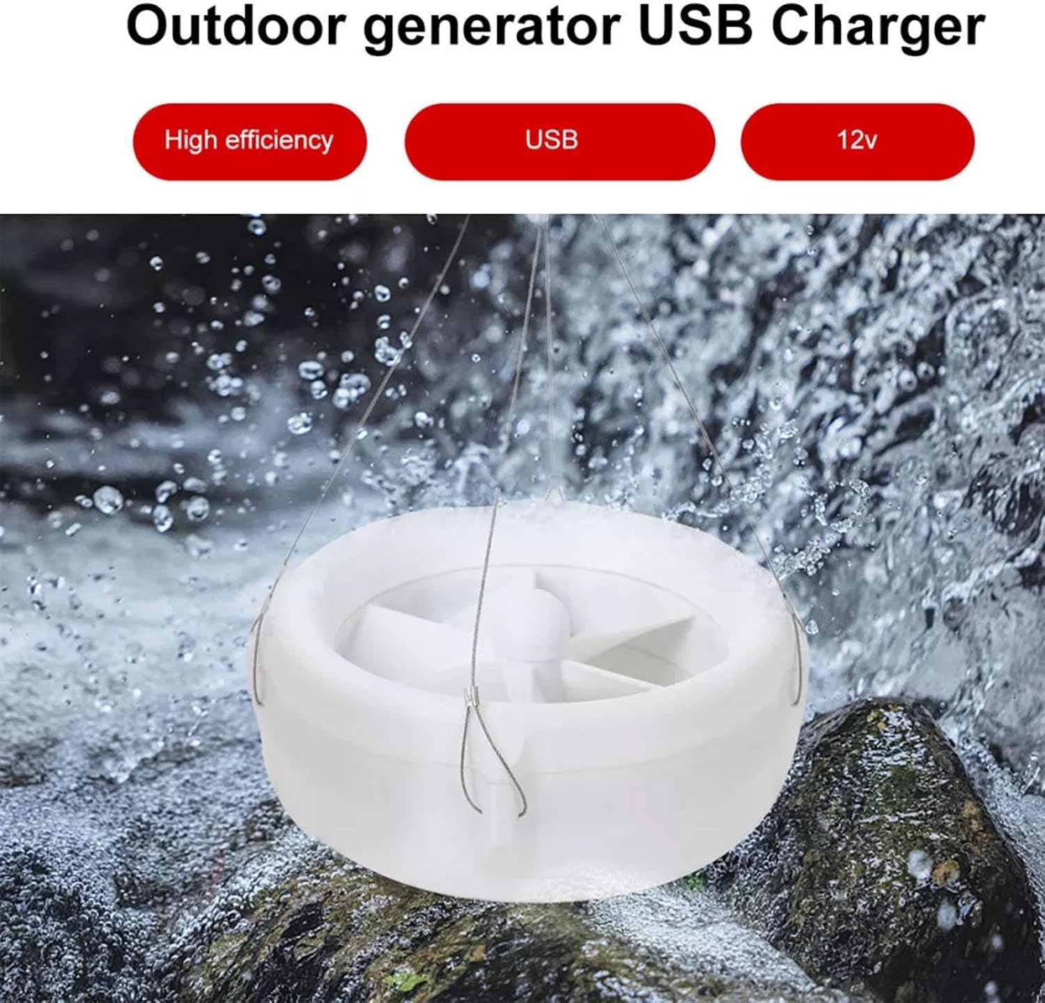 25W OLONETO Outdoor Wind & Water Dual-Use Portable Generator USB Charger 12V Six-Leaf Turbo Power For Adventurers