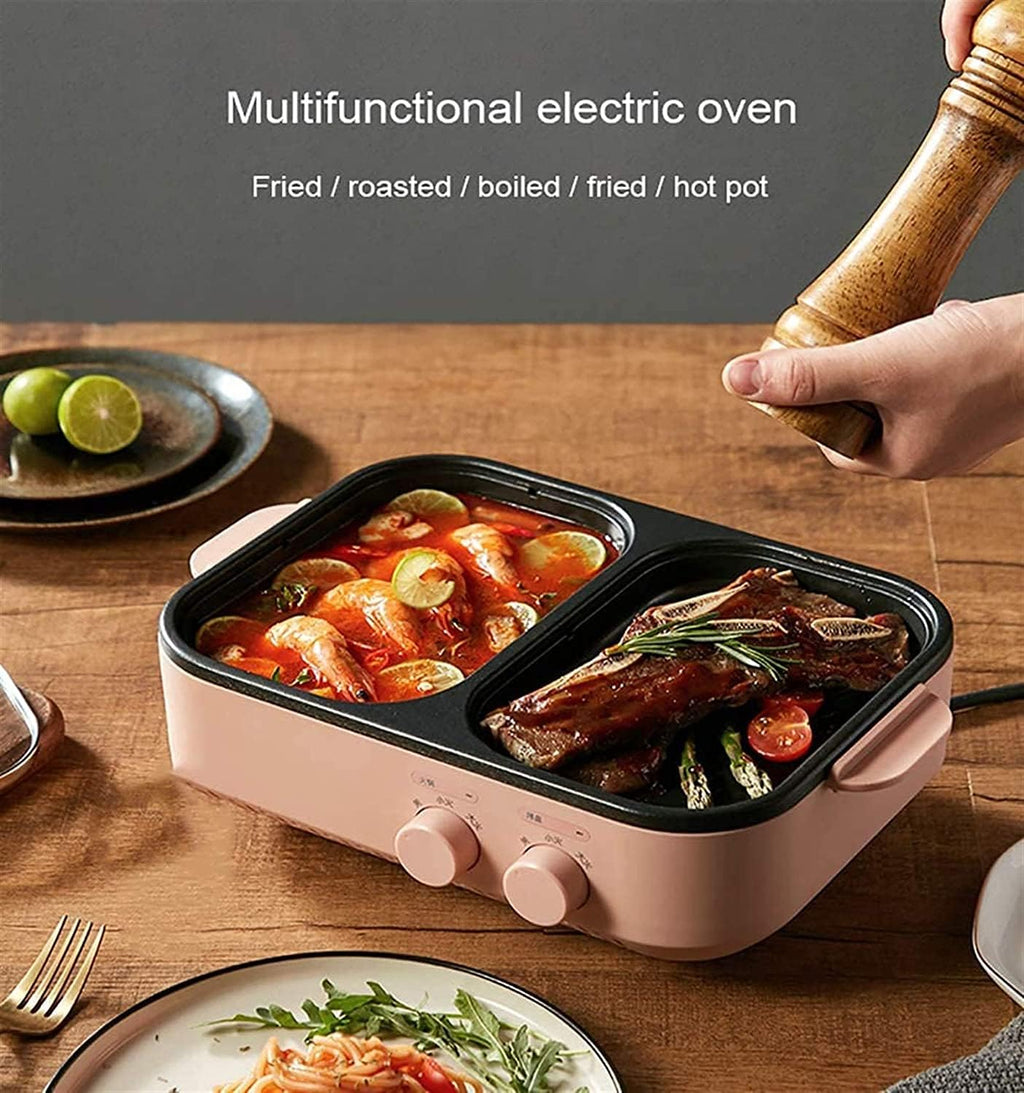 Multifunction Electric Grill Smokeless Barbecue Baking Plates Hot pot Steak Korean BBQ Non-stick Grilled Meat Machine,Household Nonstick Electric Griddle