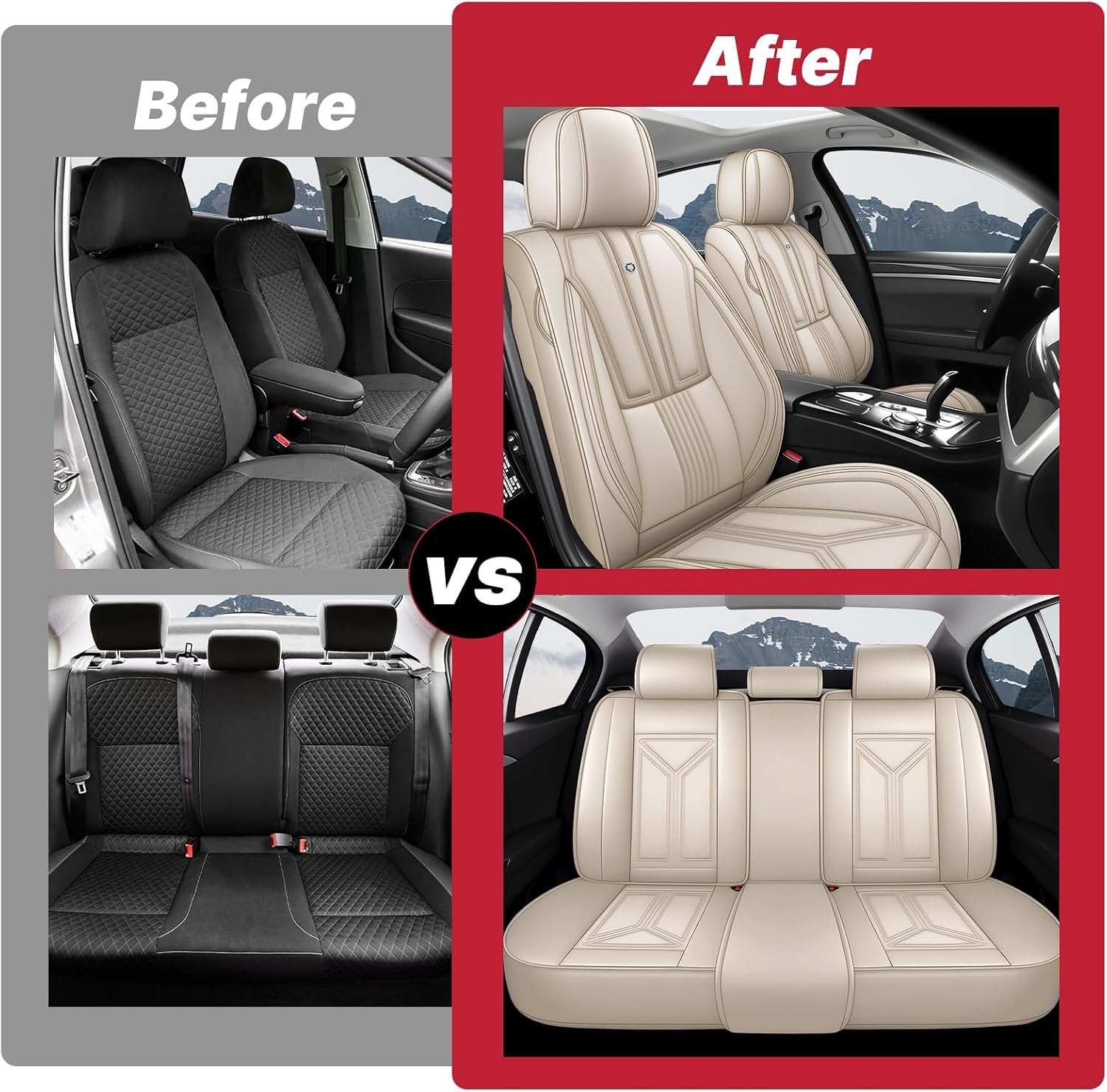 Car Seat Cover for Hyundai Santa Cruz 2022-2025,Leather Seat Cover for Car,Breathable Vehicle Cushions Cover Waterproof Protectors Seat Protector, (Full Set,Beige)