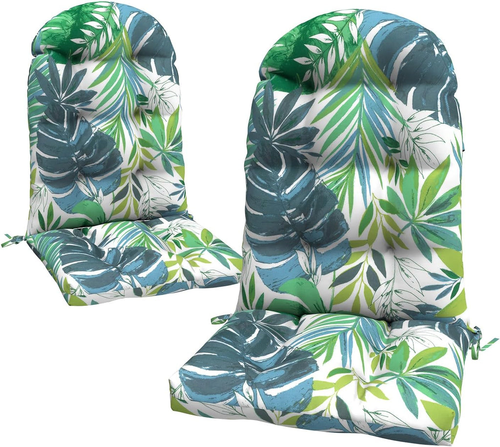 LVTXIII Outdoor Adirondack Chair Cushions, 44x19x4 Inch Non-Slip High Back Rocking Chair Cushion, Tufted Seat Cushion for Patio Furniture, Set of 2, Islamorada Blue Green