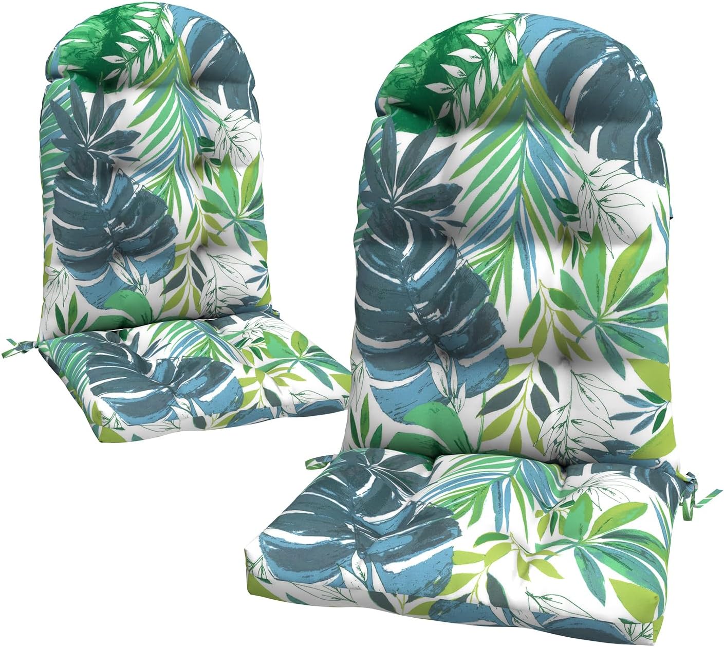 LVTXIII Outdoor Adirondack Chair Cushions, 44x19x4 Inch Non-Slip High Back Rocking Chair Cushion, Tufted Seat Cushion for Patio Furniture, Set of 2, Islamorada Blue Green