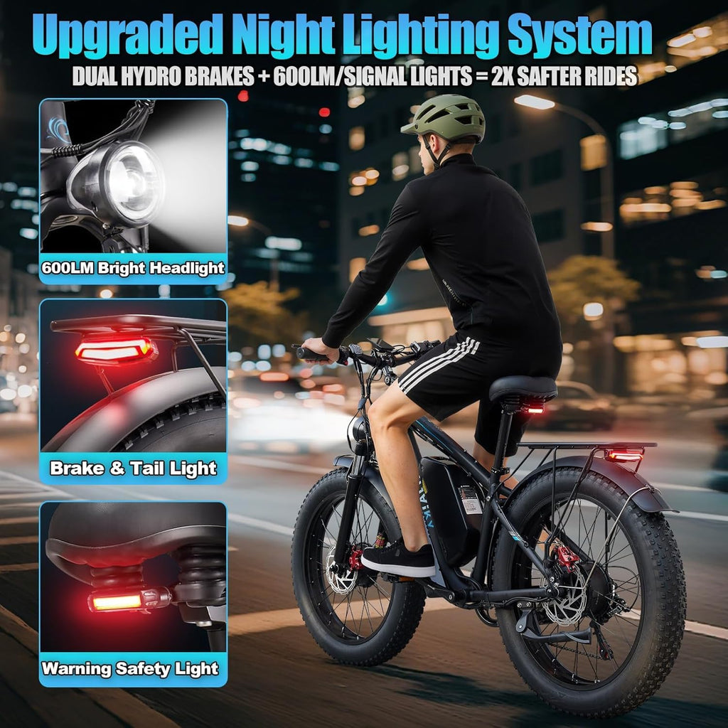 9000W Peak Electric Bike for Adults,58V Max-Output 1972Wh Dual Motor Ebike,47MPH 105 Miles Long Range,24' x4.0 Fat Tire Lockable Suspension Electric Bicycle for Off-Road Mountain Commuter
