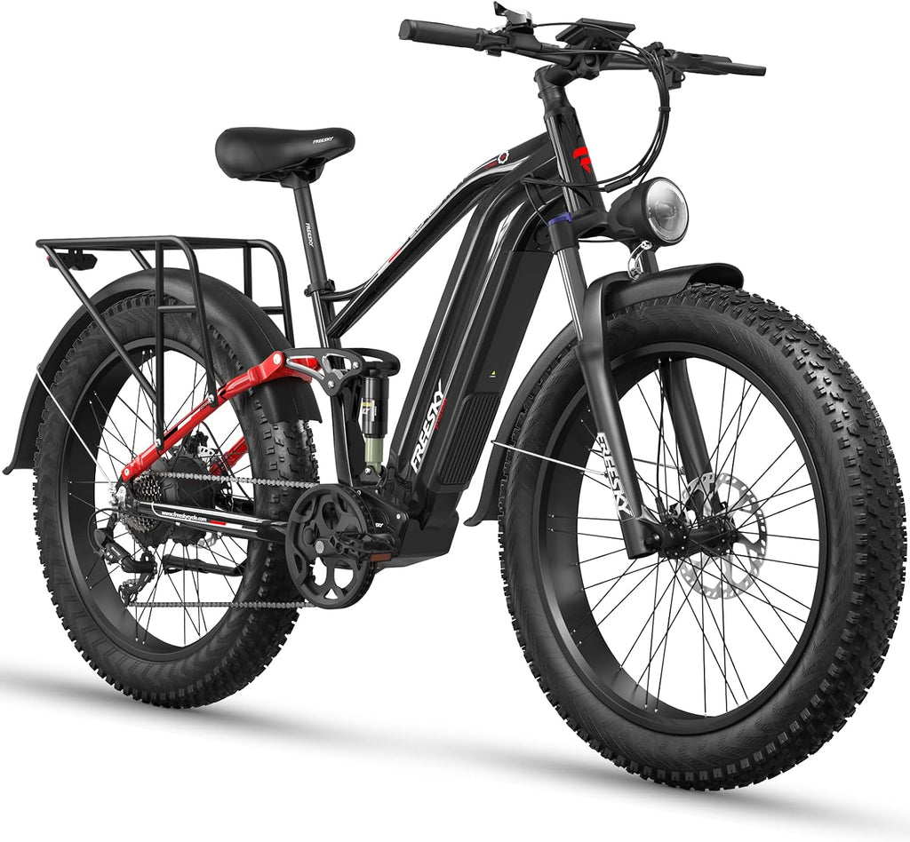 FREESKY 3000W Electric Bike for Adults, 37MPH & 95Miles Range, Dirt All-Terrain Electric Bicycle, 48V 25Ah Removable Battery,26' Fat Tire Full Suspension Mountain Ebike, UL2849 Certified by TÜV