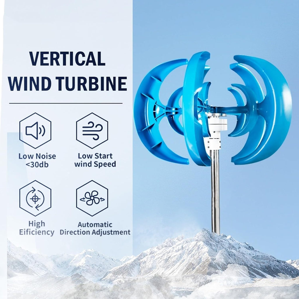 1000W Wind Solar Kit With Controller And Inverter: 2*100W Solar Panels + 800W 12V/24V Wind Turbine Generator + 2000W Inverter Suitable For Home RV Cabin Off-grid System ( Color : Blue , Size : 12V )