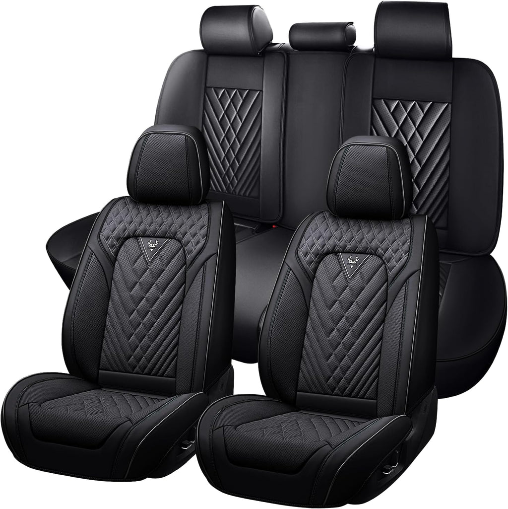 Car Seat Covers for Mazda 6 2003-2021, Waterproof Nappa Leather Full Set Seat Cover, Anti-Slip and Comfortable Automotive Seat Protector&Accessories(Black)