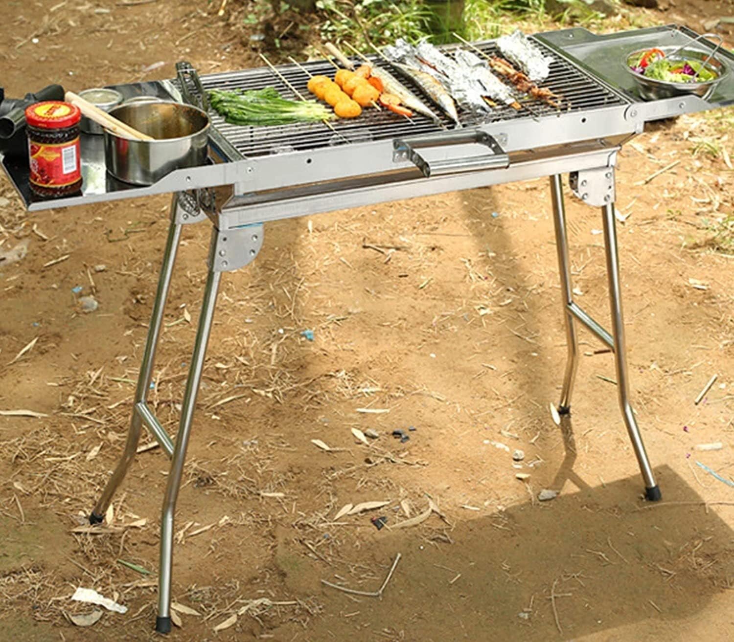 Portable Charcoal Grill Folding Charcoal Grill Portable Charcoal Grill Stainless Steel for Outdoor Camping Travel Park Beach BBQ Grill for Outdoor