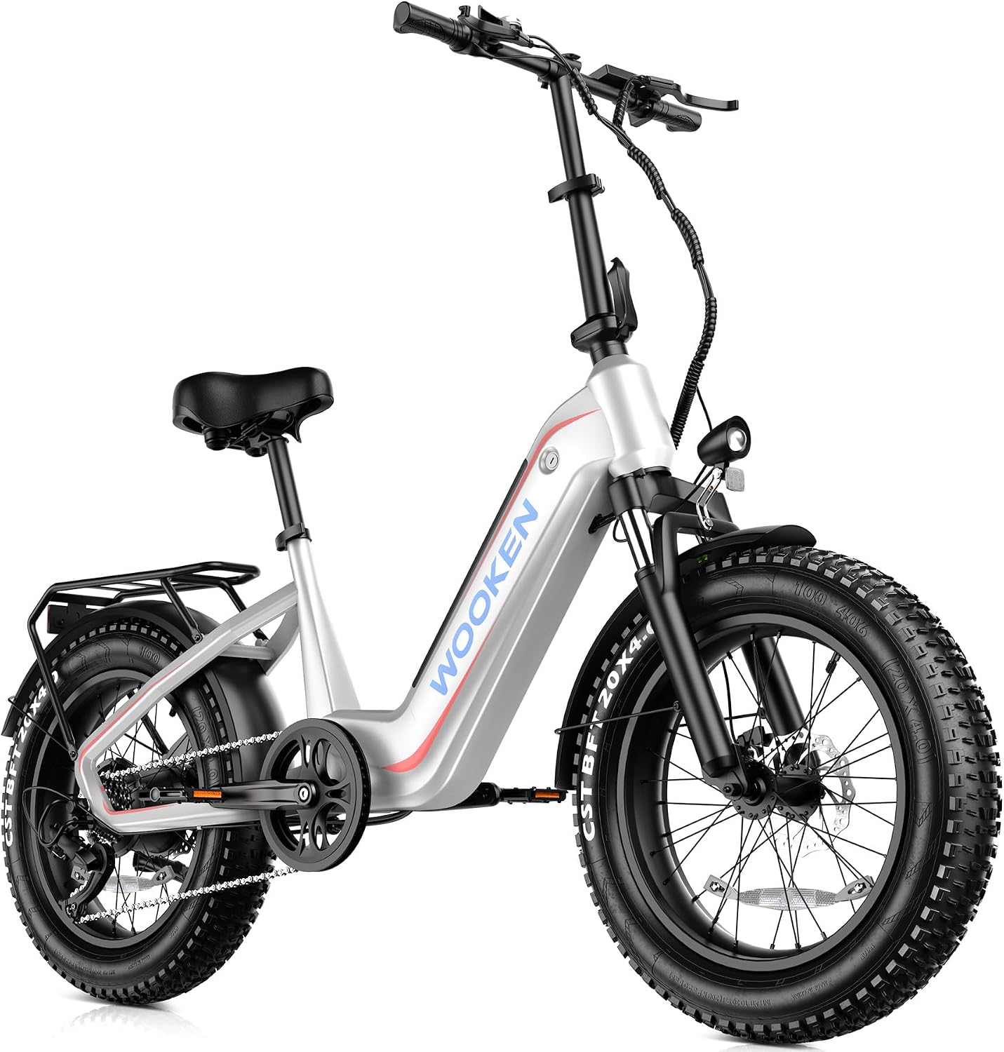 Wooken Electric Bike for Adults, 48V 624Wh Removable Battery Ebike with 60 Miles Long Range, 1000W Peak Brussless Motor, 20×4.0' Fat Tire E Bike,Step-Thru Electric Bicycle, SGS Certified to UL 2849