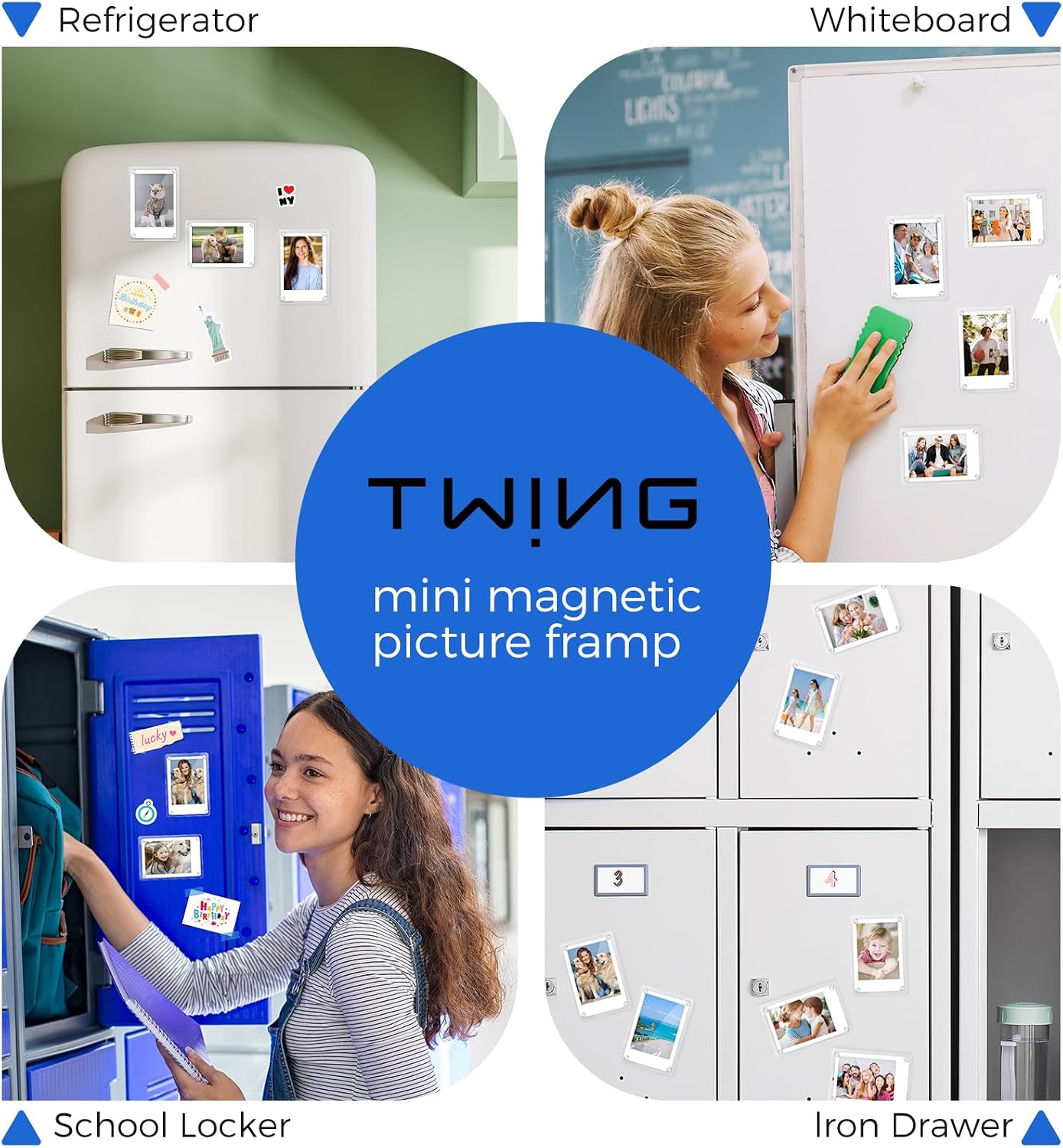TWING 432 Pack (1 Box) Acrylic Fridge Magnet Frames, Double Sided Photo Refrigerator Magnetic Photo Frame for Fujifilm Instax Mini, Clear Picture Display Frame, Polaroid Photos Holder 2.4 x 3.5 in