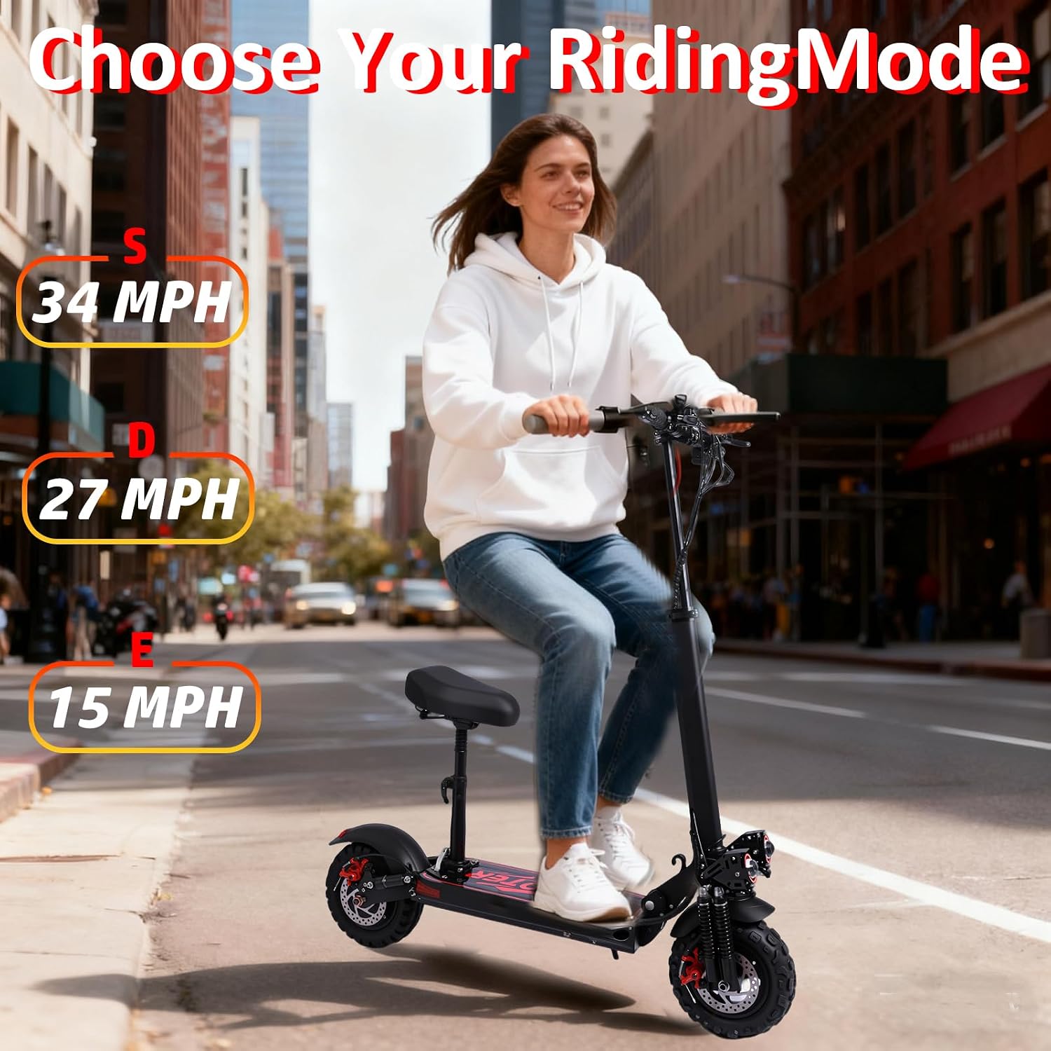 Electric Scooter Adults, 34 Mph Max Speed, 11' Off-Road Tires,48V 18AH Big Battery, 31 Miles Long Range, 1200W Motor, Dual Braking System,Folding Commuter E Scooter