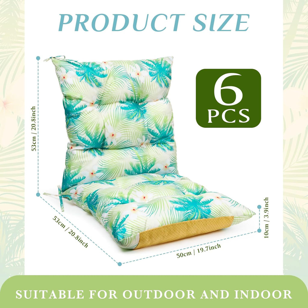 Hoteam 6 Set Patio Chair Cushions Outdoor 20 x 40 Inch High Chair Patio Cushion for Outdoor Furniture Waterproof Seat Rocking Indoor Thickened Pad(Palm Style,Fresh Color)