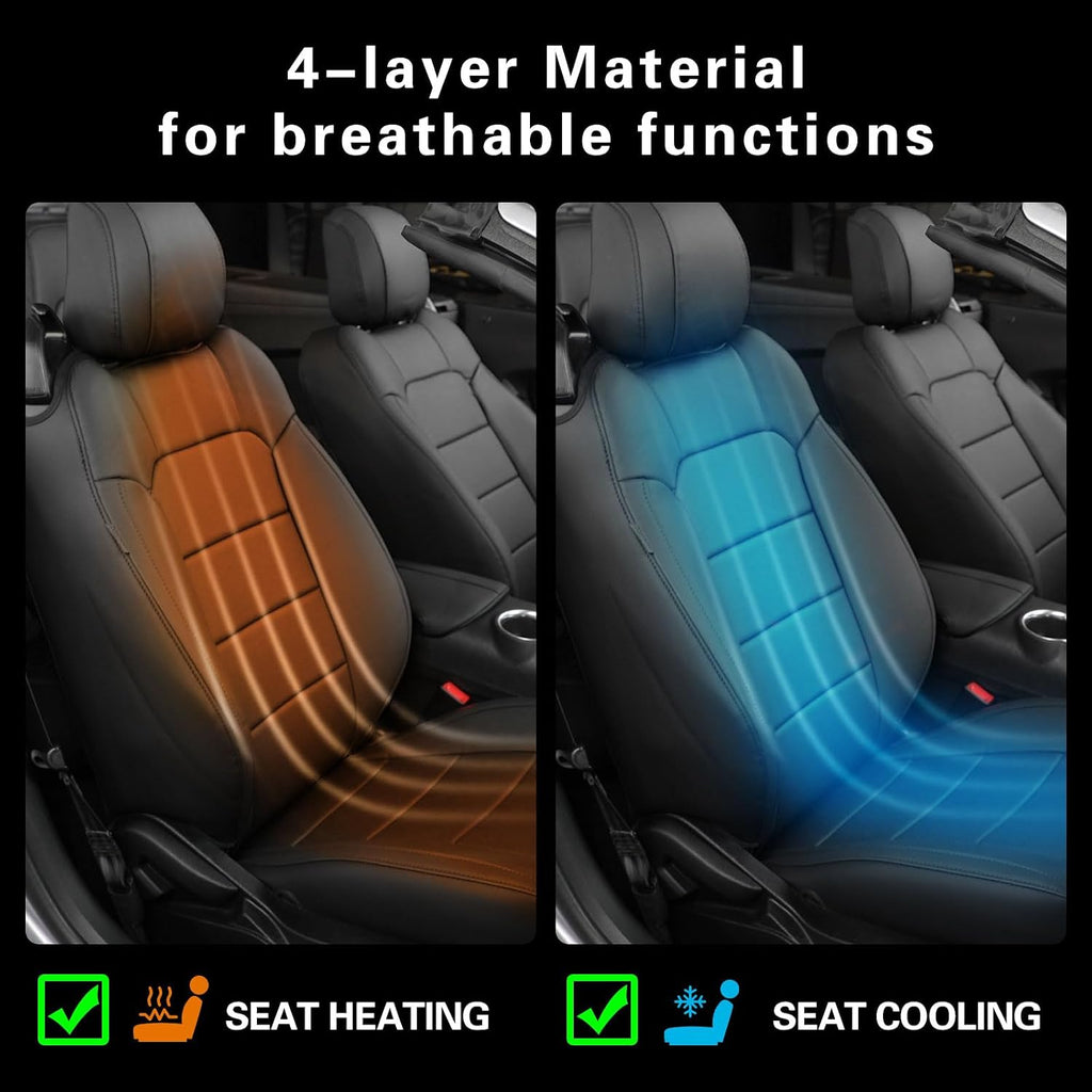 coverdream Mustang Leather Car Seat Covers Custom Fit for 2015-2024 2026 Ford Mustang Convertible,Rear Row One-Piece Backrest,Fully Covered Waterproof Seat Protector (Full Set,Black)