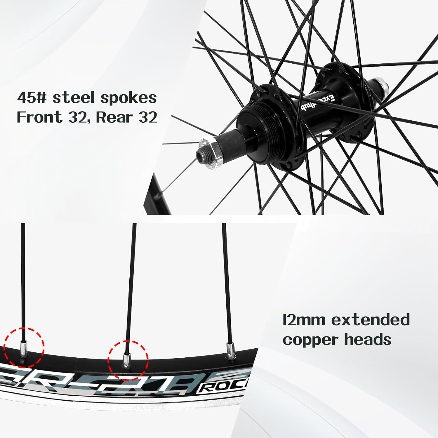 26' Mountain Bike Wheelset, Quick Release MTB Bicycle Double Wall Rims MTB Wheel Set, Ultralight Aluminum Alloy 32H Bike Wheels Compatible MF-TZ500-6/7 Speed Freewheel