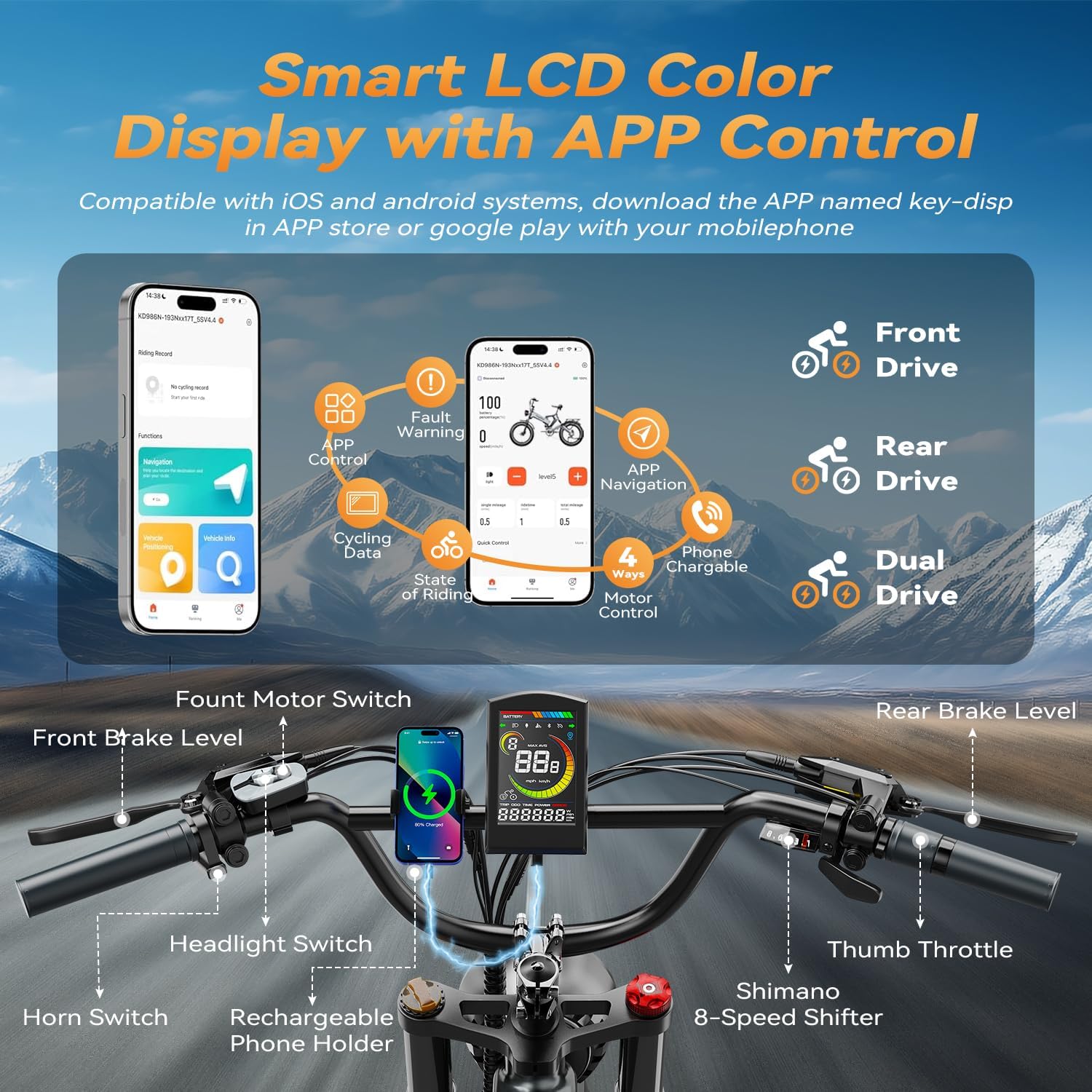 2000W/3000W Peak Motor Electric Bike for Adults, 48V/52V 25AH/30AH Battery Full Suspension Foldable Ebike, 20'x4.0' Fat Tires 35MPH Dirt Bike, 100/120 Miles Hydraulic Brake Magnesium Alloy Motorcycle