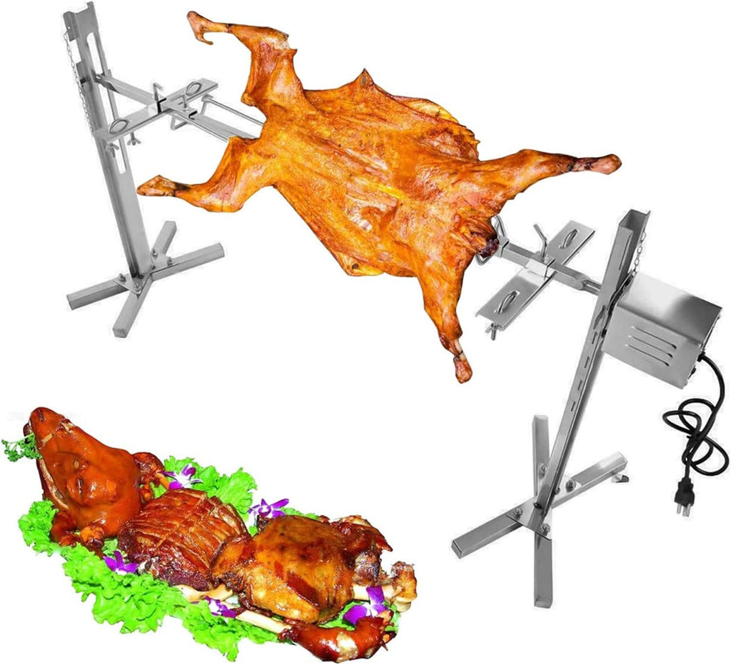 360 Degree Automatic Rotating Barbecue Grill Kit, Outdoor Camping Barbecue Grill, Barbecue Fork, for Roasting Pigs Lambs
