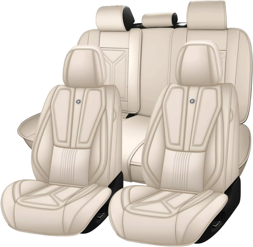 Car Seat Cover for Hyundai Santa Cruz 2022-2025,Leather Seat Cover for Car,Breathable Vehicle Cushions Cover Waterproof Protectors Seat Protector, (Full Set,Beige)