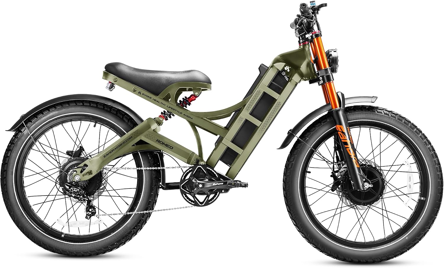 eAhora Romeo Pro 3 Electric Bike for Adults, 5600W 50MPH Dual Motor Ebike, 60V 80AH 250Miles Long Range Electric Bike, 26' *4.0 Fat Tire Electric Mountain Bike Full Suspension Off-Road E-Bike