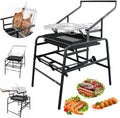 Portable Flip Grill BBQ Grill, Stainless Steel Flipping Barbecue Grill Liftable Charcoal Basin Stainless Steel Rotisserie Grill for Picnics Garden Beach Party