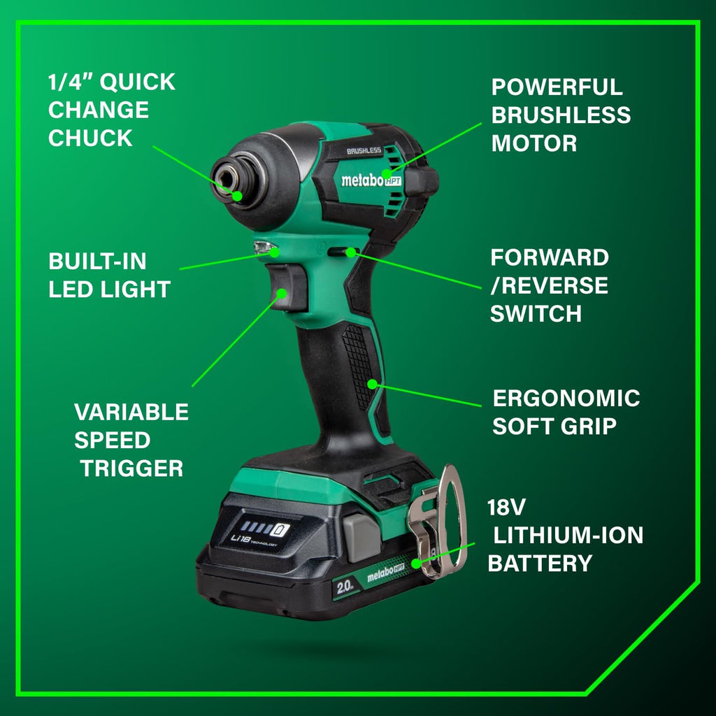 Metabo HPT 18V MultiVolt™ Cordless Driver Drill, Impact Driver, Reciprocating Saw, and Torchlight 4-Pc Combo Kit | Includes 2-18V 2.0Ah Batteries | Lifetime Tool Warranty | KC18DEX4