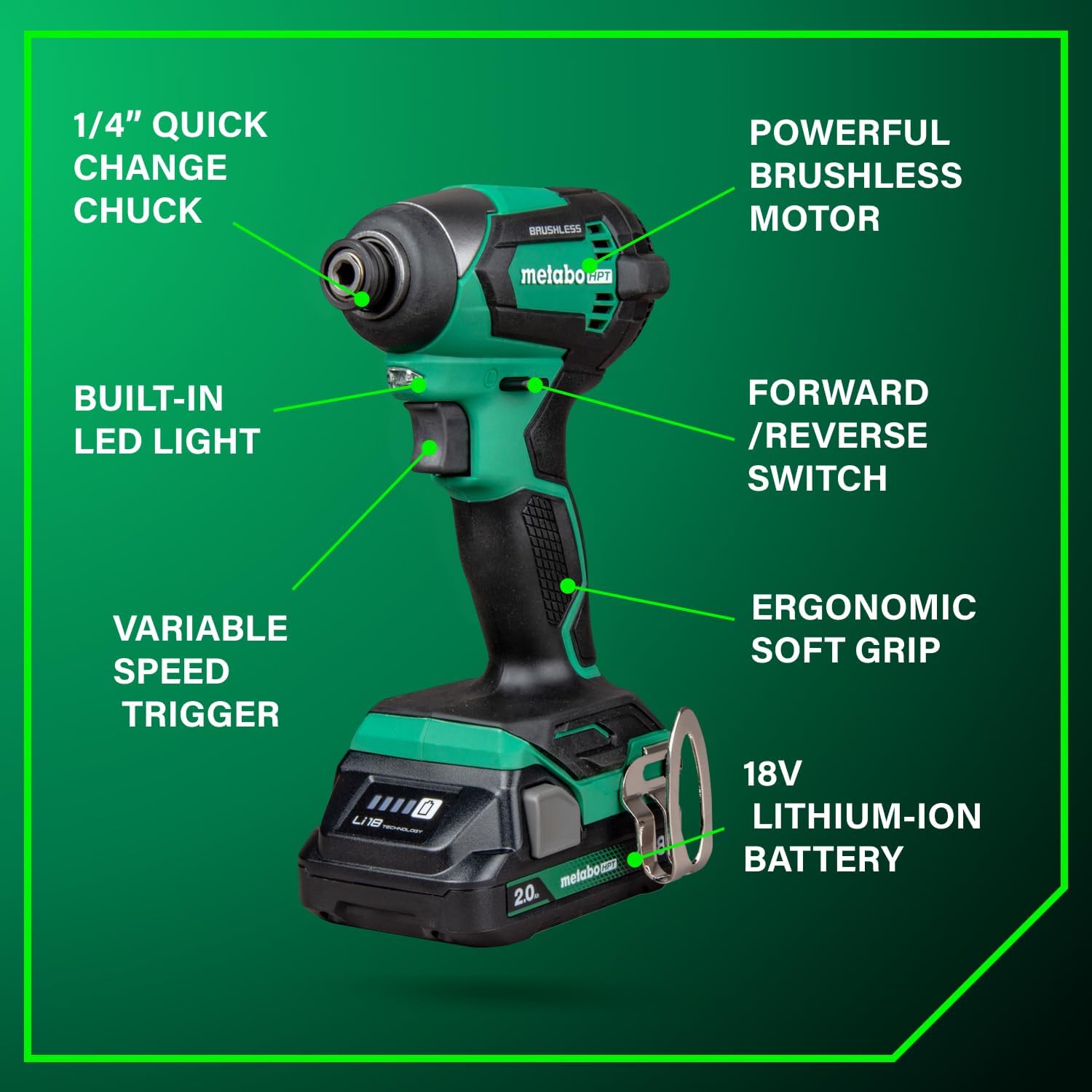 Metabo HPT 18V MultiVolt™ Cordless Driver Drill, Impact Driver, Reciprocating Saw, and Torchlight 4-Pc Combo Kit | Includes 2-18V 2.0Ah Batteries | Lifetime Tool Warranty | KC18DEX4