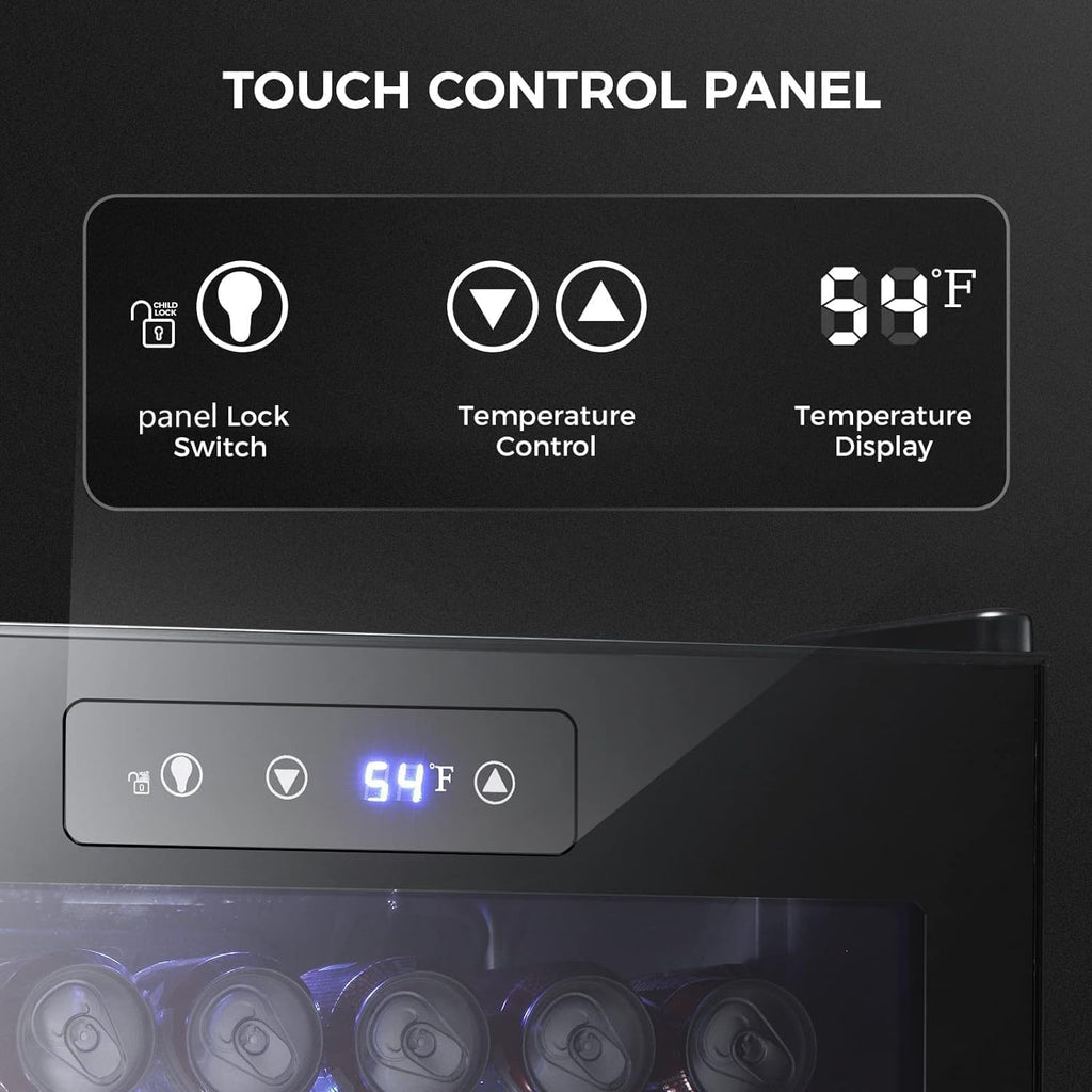 Kismile 4.5 Cu.ft Beverage Refrigerator and Cooler,145 Can Mini Fridge Glass Door with Digital Temperature Display for Soda,Beer or Wine,small Drink Dispenser Cooler for Home,Office or Bar (Black)