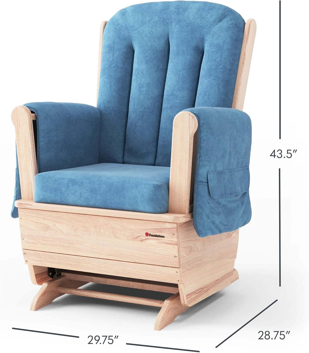 Foundations SafeRocker Glider, Blue Microfiber Cushion, 2-Pack