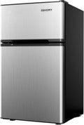 EUHOMY Mini Fridge with Freezer, 3.2 Cu.Ft Compact Refrigerator with freezer, 2 Door Mini Fridge with freezer For Dorm/Bedroom/Office/Apartment- Food Storage or Drink Beer(New Silver)