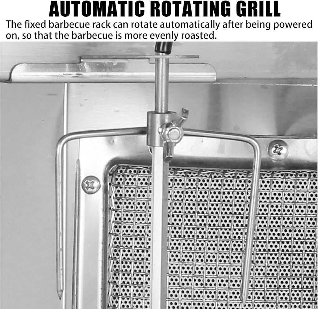 Gas Barbecue Grill, Stainless Steel Gas Kebab Grill Machine,Adjustable Temperature,360° Rotating Heating,Removable for Cleaning,for Restaurant Home Kitchen,Black-M