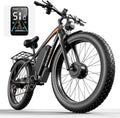 E Bikes for Adults Electric,51 MPH Fast Ebike Peak 6000W 36AH 52V 130 Miles Max, Dual Motor Electric Bike Fat Tire E Bike for Men, 26' Electric Bicycle for Snow Off-Road, Hydraulic Brakes, 7 Speed