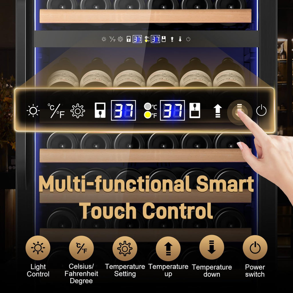 Velivi 24' Inch Dual-Zone Wine Fridge, Freestanding/Built-in Wine Cooler Refeigerator, Large Capacity Tall Wine Cellar For Wine Collection, Wine Chiller with Safety Lock, Low Noise and Fast Cooling