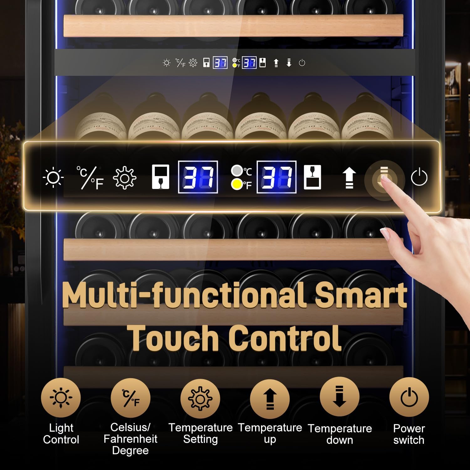 Velivi 24' Inch Dual-Zone Wine Fridge, Freestanding/Built-in Wine Cooler Refeigerator, Large Capacity Tall Wine Cellar For Wine Collection, Wine Chiller with Safety Lock, Low Noise and Fast Cooling