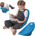 Floor Chair for Kids, 4 Packs Blue Sensory Rocking Chair, Portable Reading Chair with Back Support, Plastic Scoop Chairs for Classroom, Flexible Seating for Classroom, Scoop Rocker Chair for Toddler