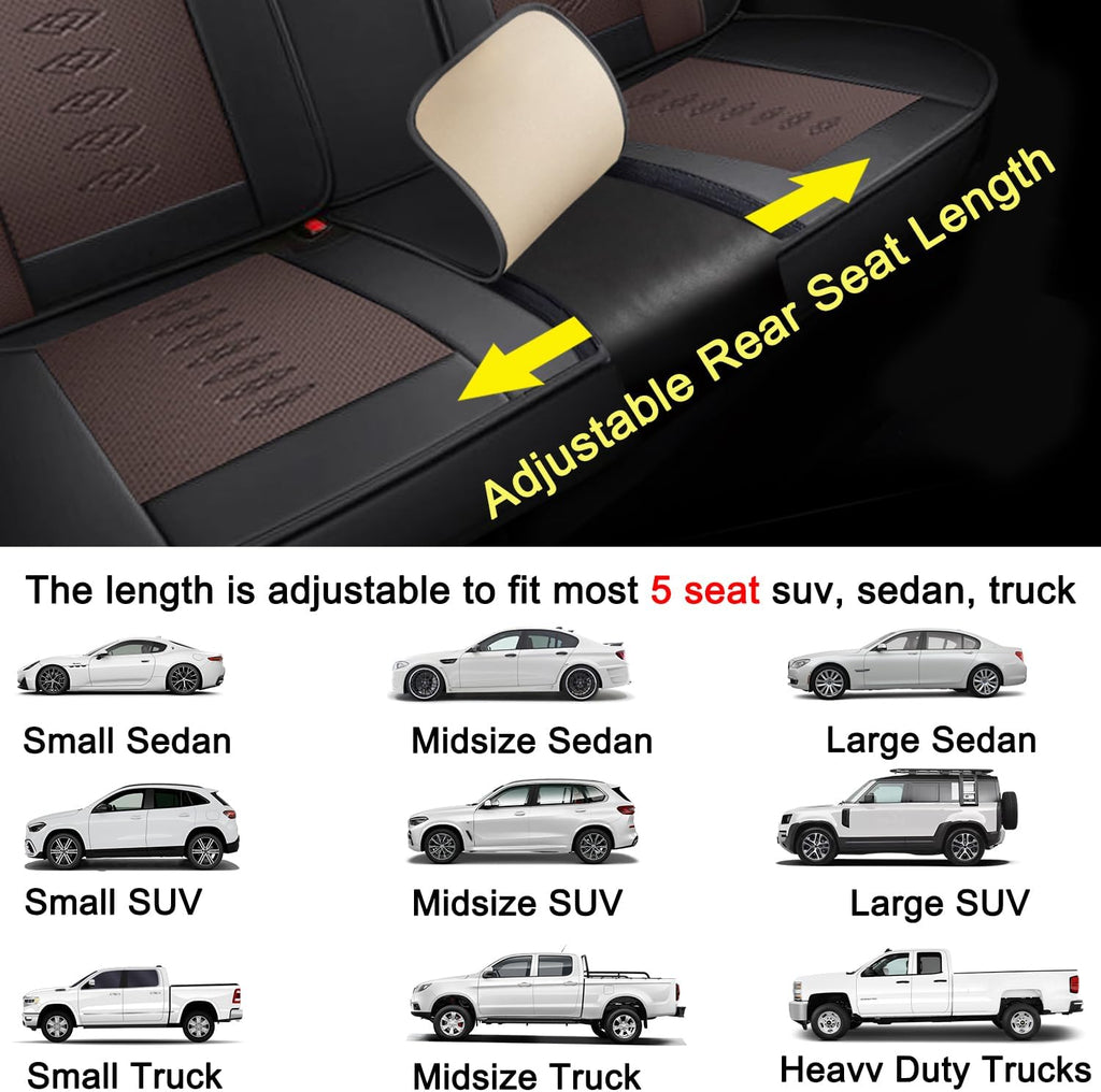 Car Seat Covers 5 Seats Fit for Mazda CX-90 2024 2025,Waterproof Leather Seat Covers,Airbag Compatible,Car Seat Protectors Interior Sets(Full Set,Black&Brown)