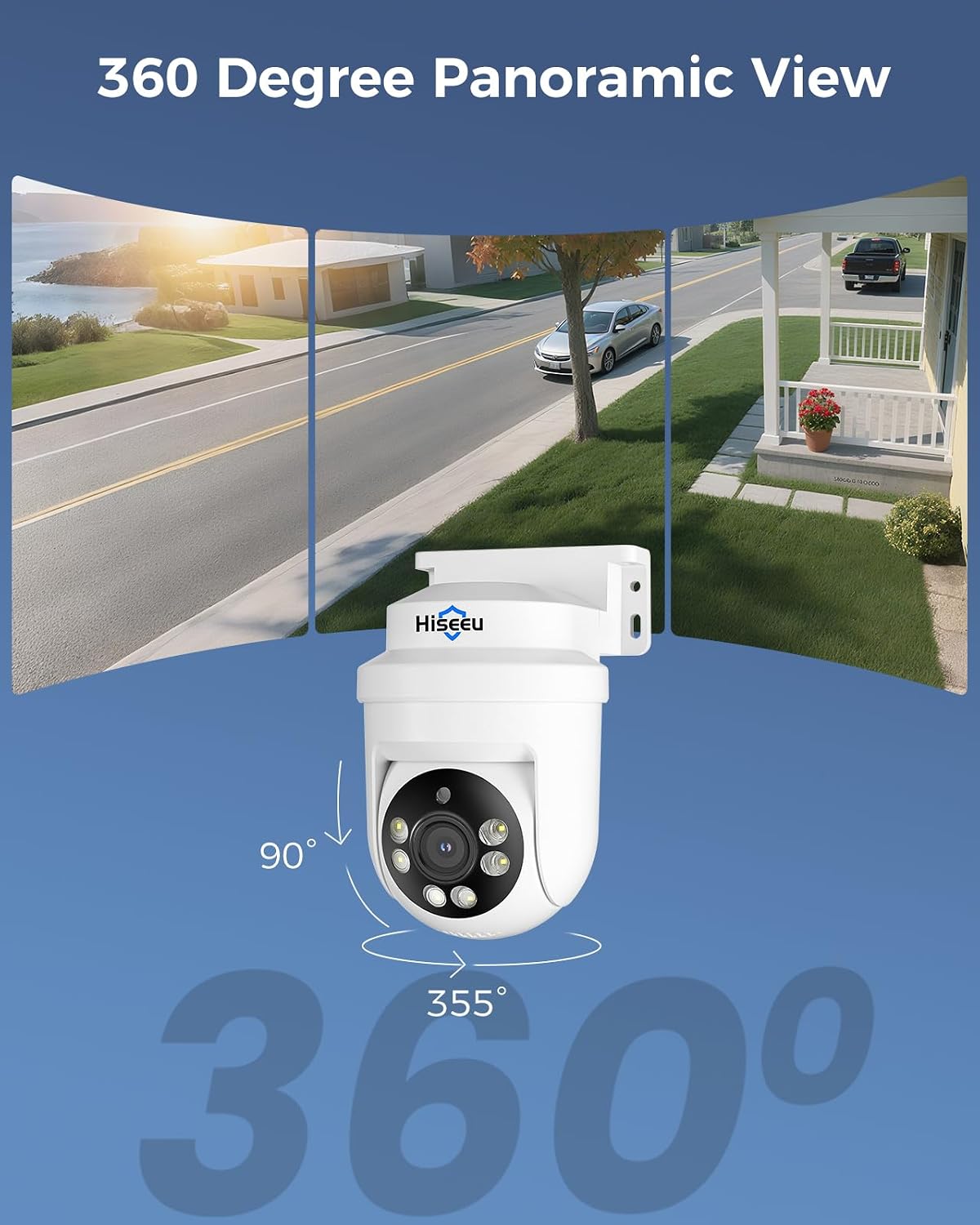 Hiseeu 3K PTZ Wired Security Camera System Outdoor with Color Night Vision,Audio,8 x 5MP IP67 CCTV Cameras,5MP DVR 8CH,1TB HDD,360°Coverage,Person/Vehicle Detection,Alarm Spotlight,24/7 Recording