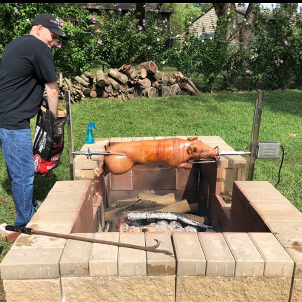 Adjustable Electric BBQ Rotisserie Grill for Heavy Loads for Outdoor Picnics, Campfires, and Tailgating